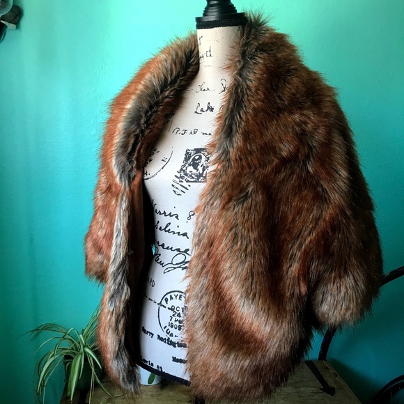 ASOS XS Faux Fur Jacket Shawl Sweater - Picture 3 of 6